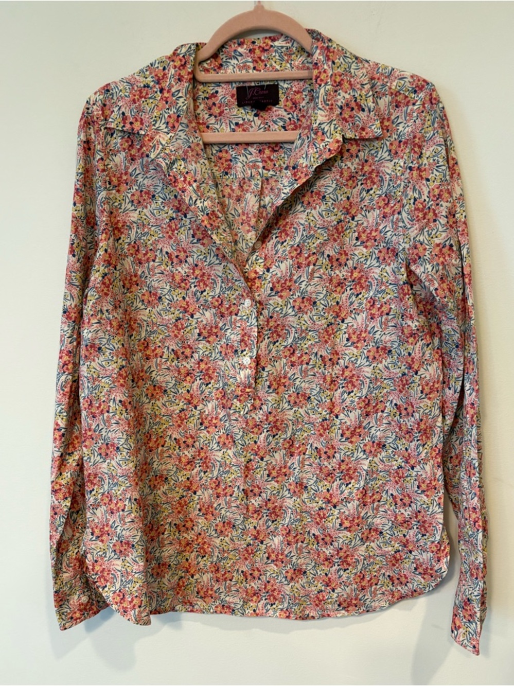 J crew liberty fabric Floral 3/4 Button-Front Long-Sleeve Shirt - Pink Multi 12